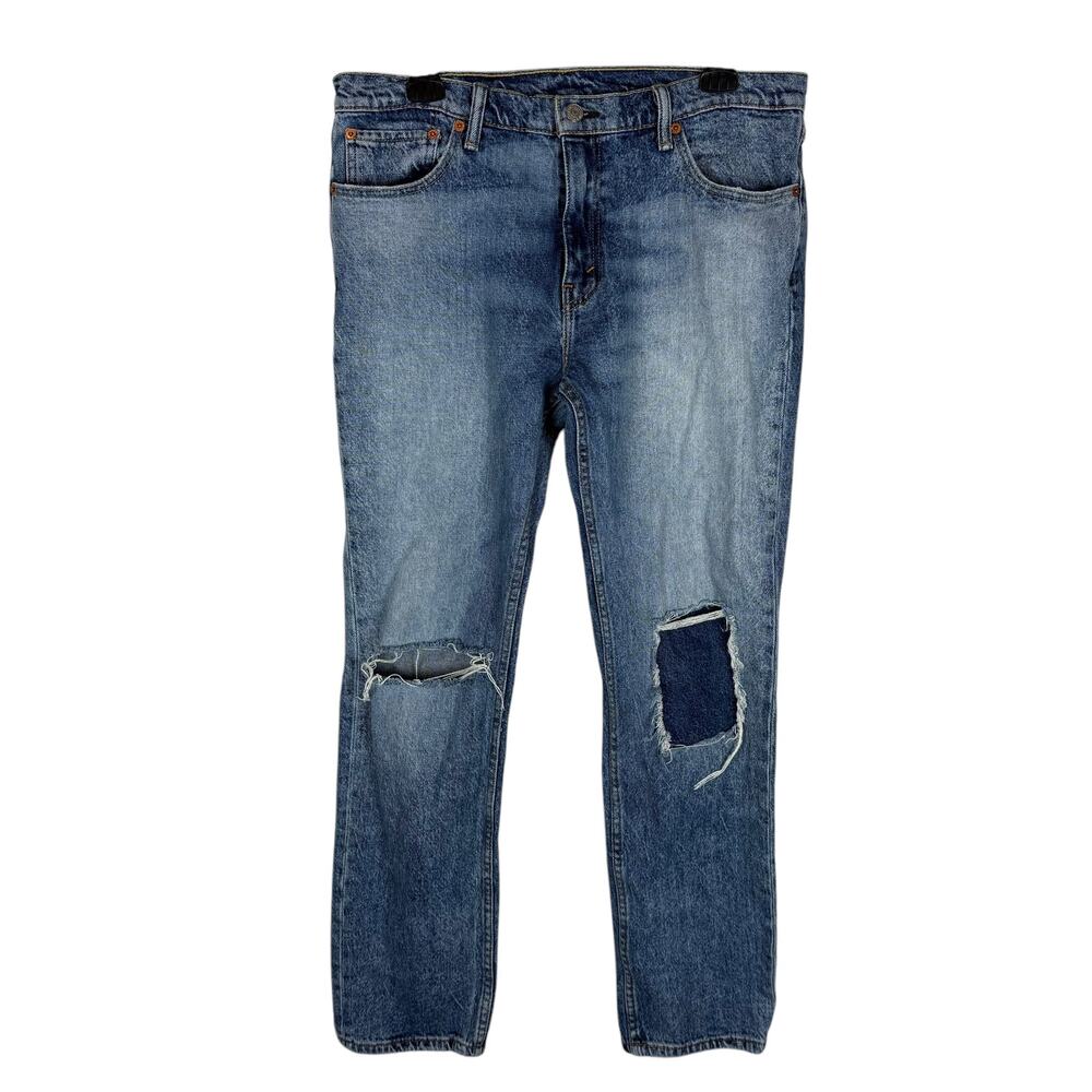 Levi's 511 Jeans Men 33x30 Blue Patched Stretch Distressed Slim Fit Straight Leg